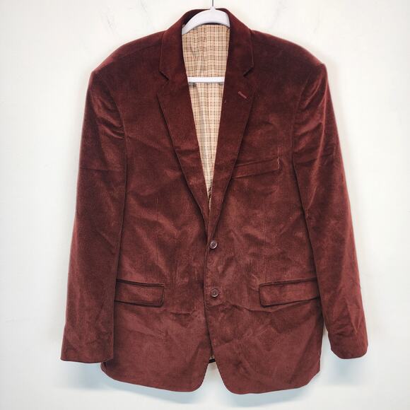 Saddlebred Corduroy Blazer Size 44R Maroon 2 Button Academia Professor Preppy - Picture 1 of 11